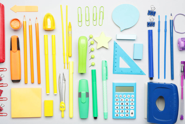 Set of school supplies on white background - Photo, Image