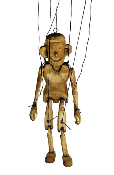Zabytkowa drewniana marionetka odizolowana na białym tle - Zdjęcie, obraz