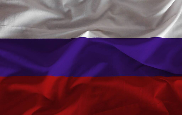russische vlag met kleurrijke textuur - Foto, afbeelding