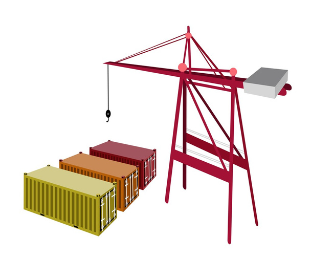 Three Freight Container Being with A Crane - Vector, Image