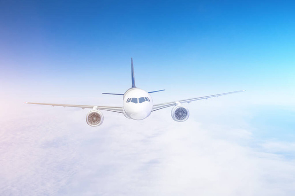 Légi közlekedés az égen repülő utasszállító repülőgépen - Fotó, kép