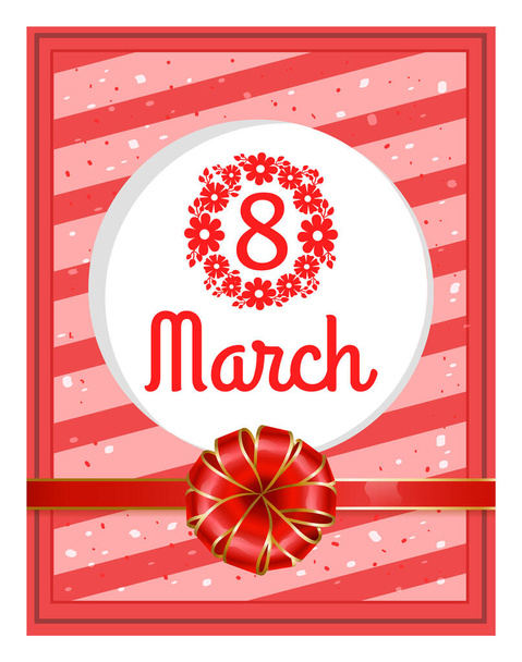 Greeting Postcard 8 March, Womens Day Card Vector - Vettoriali, immagini