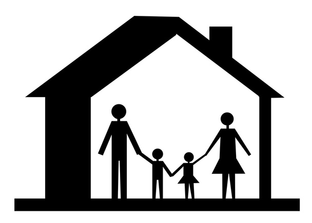 rodinné ikona a dům izolovaných na bílém pozadí - Vektor, obrázek