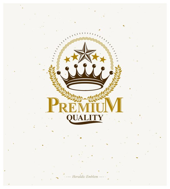 Royal Crown emblem. Heraldic Coat of Arms decorative logo isolated vector illustration. Retro logotype in old style on white background. - Vector, Image
