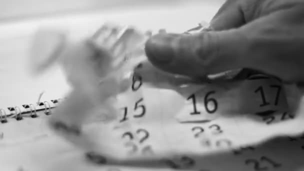 Crumpling calendar paper. Anger. Getting old. Passed time and date. - Footage, Video
