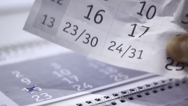 Crumpling calendar paper. Anger. Getting old. Passed time and date. - Footage, Video