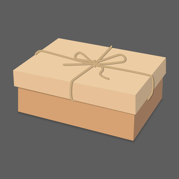 Craft gift box on a gray background. Isolated vector object. EPS 10. - Vector, Image