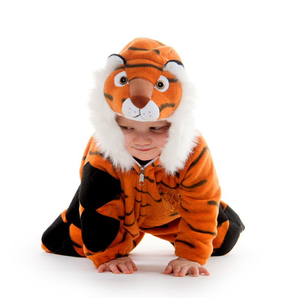 Baby boy in tiger costume - 写真・画像