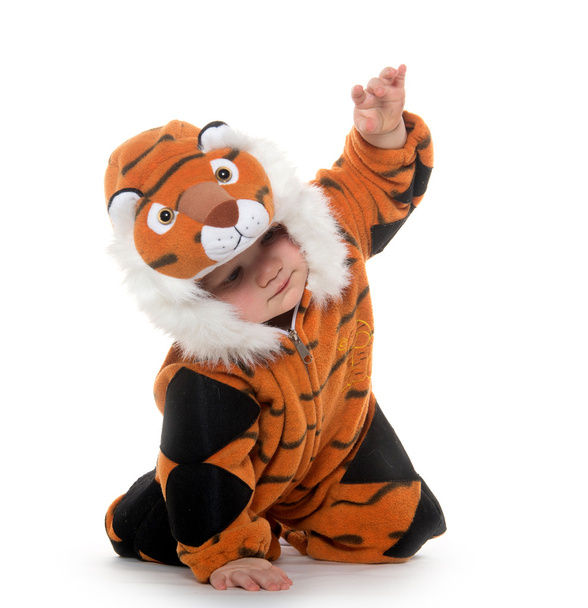 Baby boy in tiger costume - Fotoğraf, Görsel