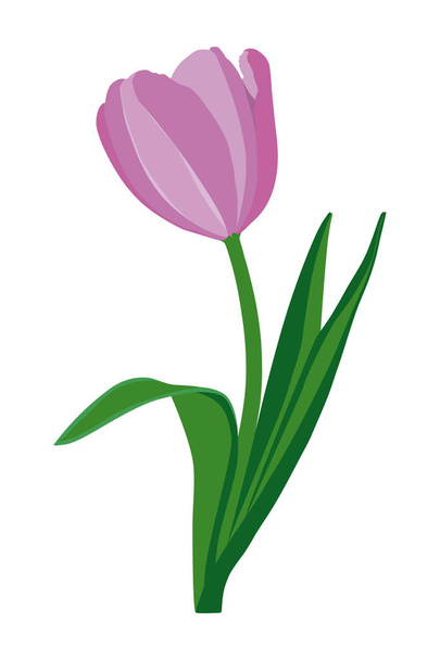 Fleur de tulipe à trois feuilles - facile à changer de couleur - vecteur
 - Vecteur, image