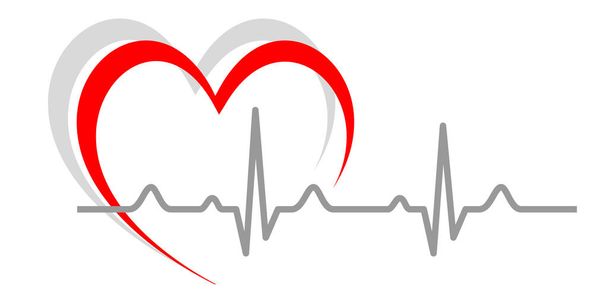 Vector illustration of heart with electrocardiogram - Vector, Image