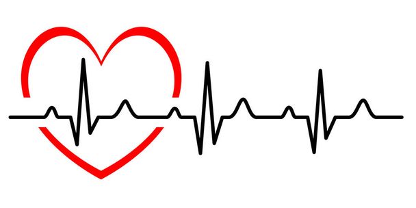 Διανυσματική απεικόνιση της καρδιάς με ηλεκτροκαρδιογράφημα - Διάνυσμα, εικόνα