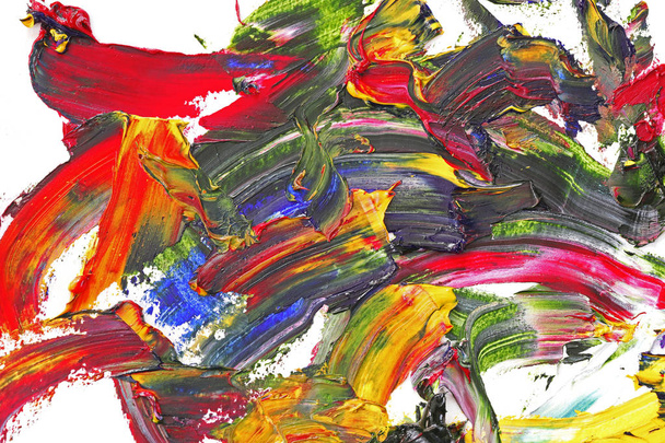 Fondo abstracto del arte. Textura brillante multicolor. Una obra de arte. Manchas de pintura al óleo. Pintura trazos. Arte Moderno. Arte contemporáneo
. - Foto, Imagen