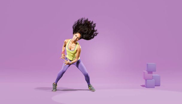 young woman at fitness exercise or dancing - Foto, Imagem