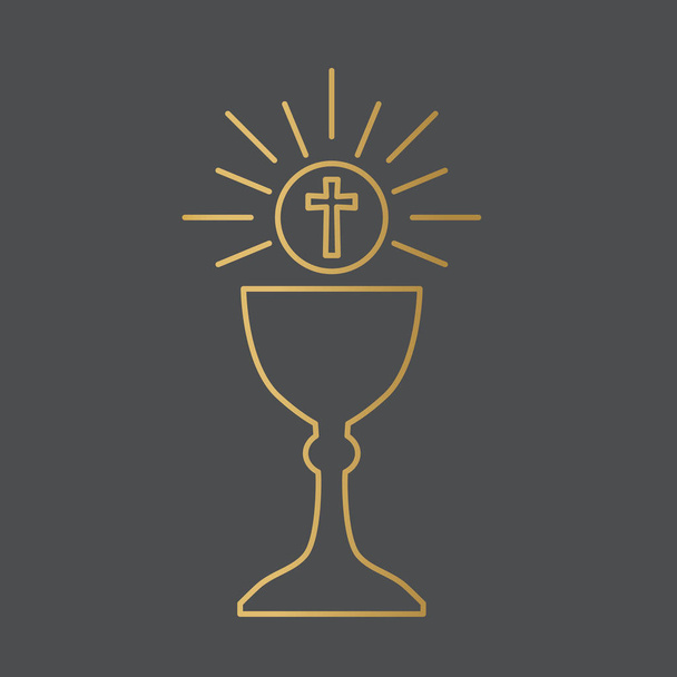 goldene Ikone der heiligen Kommunion - Vektorillustration - Vektor, Bild