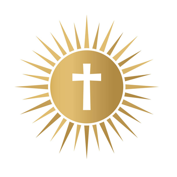 goldene Ikone der heiligen Kommunion - Vektorillustration - Vektor, Bild