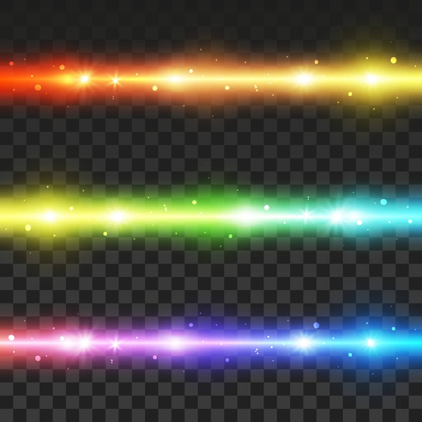 Joukko kirkkaita neon vaakasuorat viivat läpinäkyviä vaikutuksia
 - Vektori, kuva