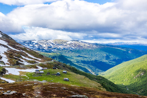 Aurlandsfjellet mountain road in Norway - Fotoğraf, Görsel