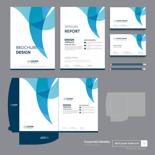 Flyer brochure business annual report cover template design Corporate Business Identity Folder digital technology company Element of stationery people community presentation working promotion blue red - Vector, Image