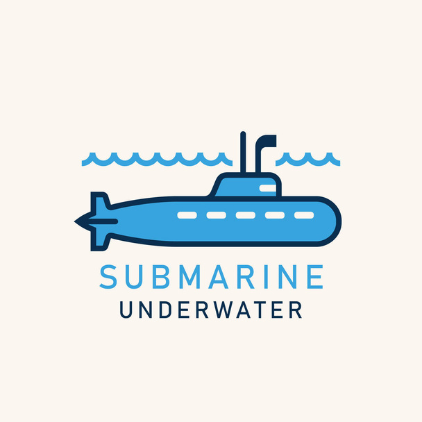 Illustration plate d'un sous-marin avec un périscope
 - Vecteur, image