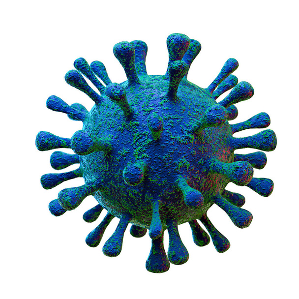 3D απεικόνιση του ανθρώπινου ιού, βακτήρια γκρο πλαν, απομονώνονται σε λευκό φόντο. 3d απεικόνιση απόδοση. - Φωτογραφία, εικόνα
