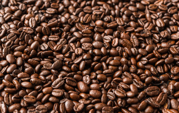 Flat lay food background of roasted coffee beans. - Photo, Image