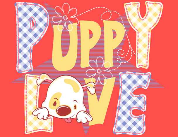 Illustration vector of cute dog with text puppy love background. - Vector, Image
