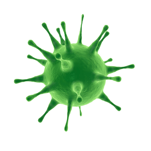 Mikroskopischer Blick auf Grippeviren-Zellen. Medizinische 3D-Illustration - Foto, Bild