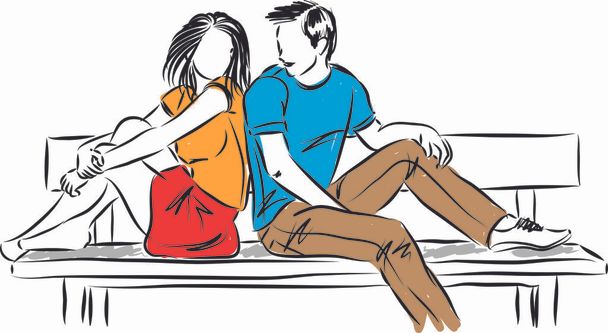 lovely couple man and woman sitting down vector illustration - Vecteur, image