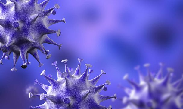 コロナウイルス感染症2019-2020年のコロナウイルス病の流行。Covid-19は、 Sars-Cov-2ウイルスによって引き起こされる。3Dレンダリング - 写真・画像