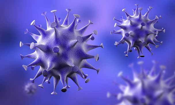 épidémie de cellules coronavirus, une épidémie de coronavirus 2019-2020. COVID-19, causée par le virus du SRAS-CoV-2. Rendu 3d
 - Photo, image