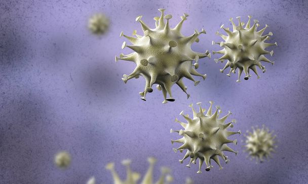 koronavirussolujen puhkeaminen, sepelvaltimotautiepidemia 2019-2020. COVID-19, SARS-CoV-2-viruksen aiheuttama. 3d-renderointi
 - Valokuva, kuva