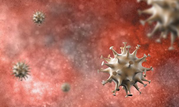 Coronavirus hücreleri salgını, 2019-2020 Coronavirüs hastalığı salgını. Covid-19, Sars-Cov-2 virüsü yüzünden. 3d oluşturma - Fotoğraf, Görsel