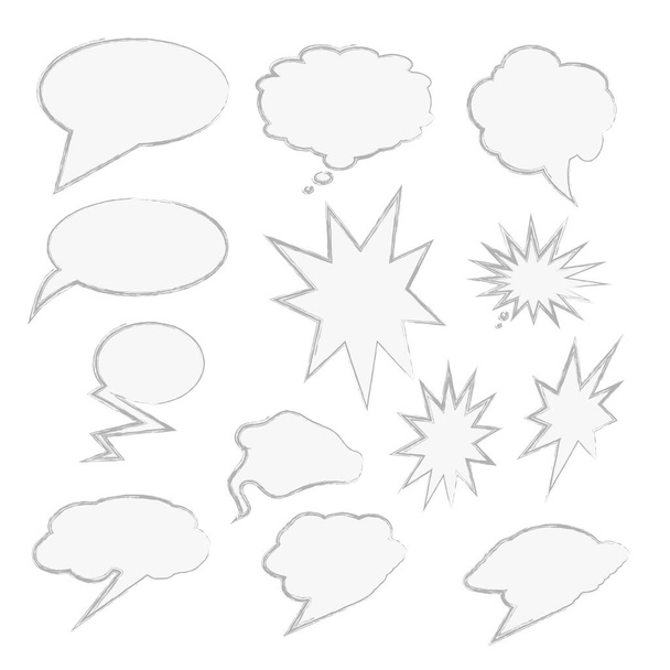 Comics style speech bubbles vector set isolated on white - Vector, Image