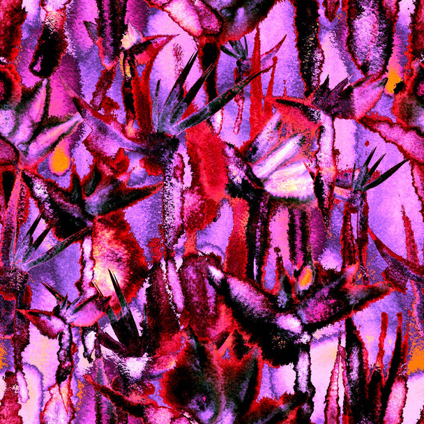 exotic jungle tropical seamless pattern endless repeat dark shadow print tie dye textile fabric - Fotografie, Obrázek