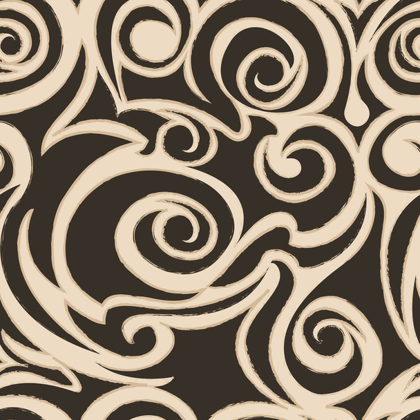 Seamless vector beige pattern of spirals of curls and bundles. Blank for decoration coffee color. Wrapping paper curtains or clothes.EPS 10 - Vetor, Imagem