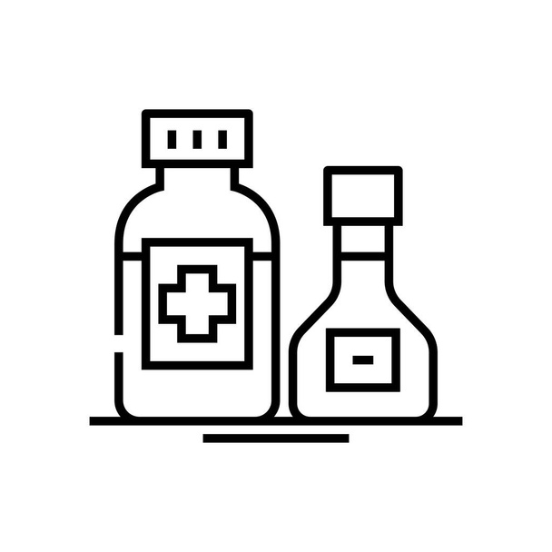 Medicines bottles line icon, concept sign, outline vector illustration, linear symbol. - Vektor, Bild