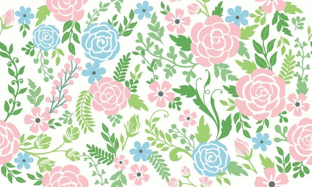 Seamless spring flower, with leaf and floral pattern background design. Collection - ベクター画像