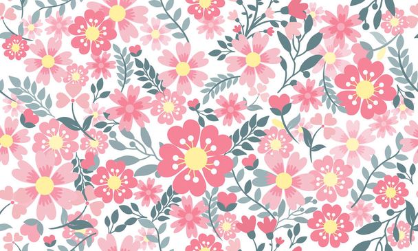 Elegant Poster for spring, with leaf and floral pattern background design. Collection - Вектор,изображение