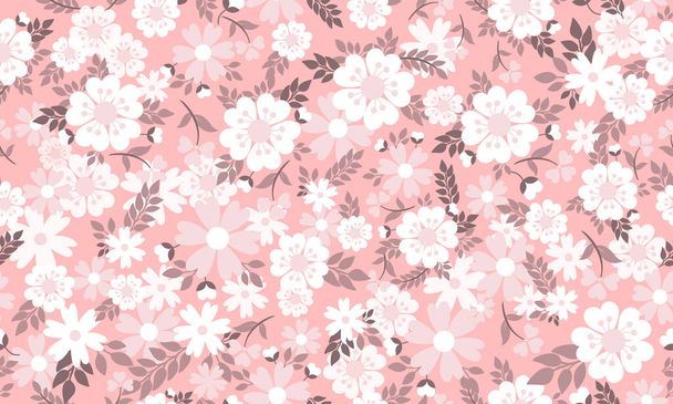 Κομψή ταπετσαρία για την άνοιξη, με όμορφο φύλλο και ροζ μοτίβο λουλούδι σχεδιασμό φόντου. Συλλογή - Διάνυσμα, εικόνα
