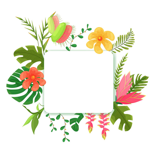Frame with jungle plants, wedding, 8 March - Vector, afbeelding