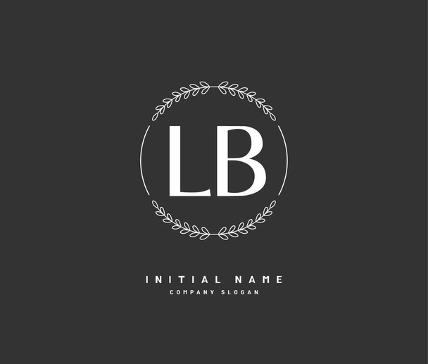 L B Lb Beauty vector initiaal logo, handschrift logo van eerste handtekening, bruiloft, mode, jwerly, boutique, bloemen en botanische met creatieve sjabloon voor elk bedrijf of bedrijf. - Vector, afbeelding