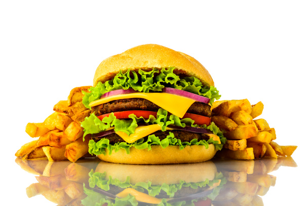 burger και τηγανητές πατάτες - Φωτογραφία, εικόνα
