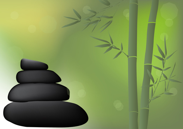 kivet ja bambu vihreällä taustalla
 - Vektori, kuva
