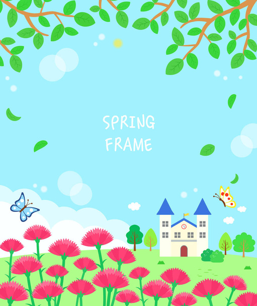 暖かい春の花をテーマにしたフレーム - ベクター画像