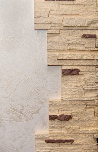 mur avec pierres décoratives et plâtre. contexte
 - Photo, image