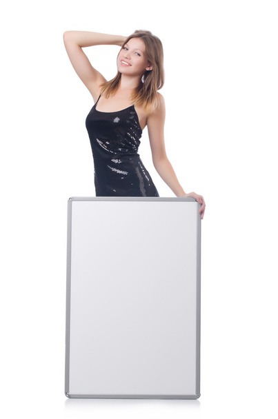 Young woman with blank poster - Photo, Image