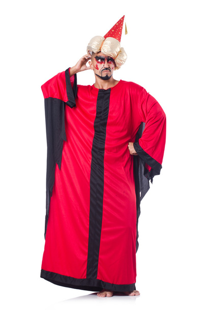 Wizard in red costume isolated on white - Photo, Image