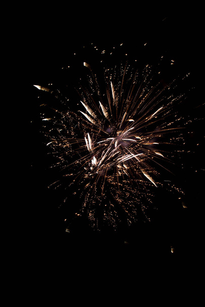 Színes tűzijáték éjjel - boldogság koncepció - Fotó, kép