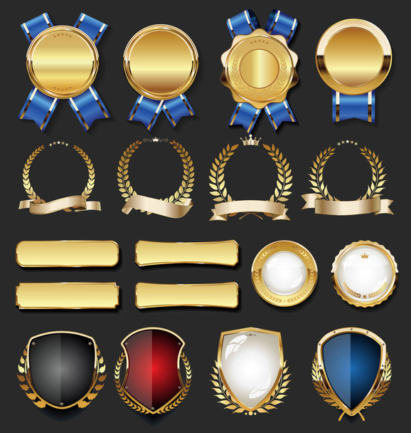 Retro vintage golden badges and labels - Вектор,изображение